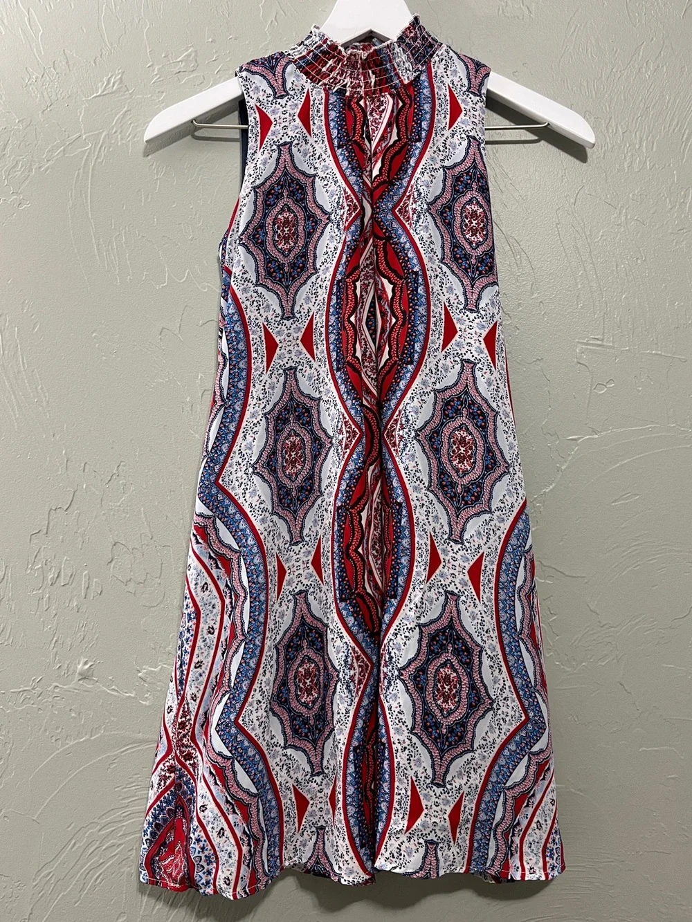 Speechless Sleeveless Paisley High Neck Dress Girls‎ 14 red white blue